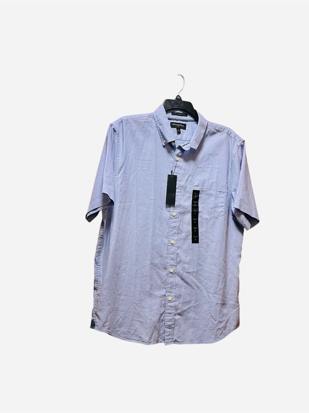 BANANA REPUBLIC SLIM-FIT BUTTON DOWN SHIRT SHORT SLEEVES MENS COTTON BLUE LARGE